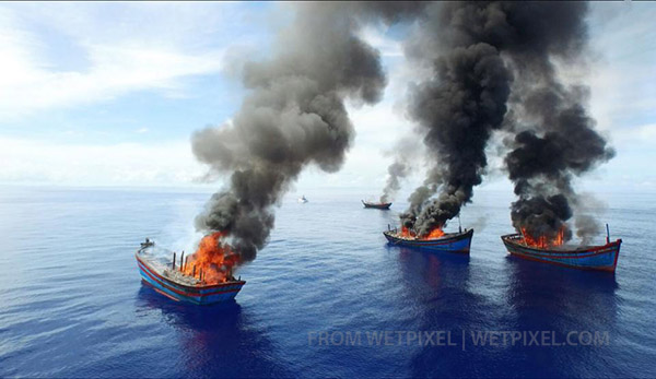 Palau burns poacher's boats on Wetpixel